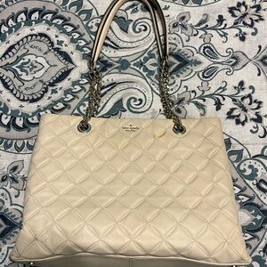 Kate Spade Beige Quilted Tote Bag